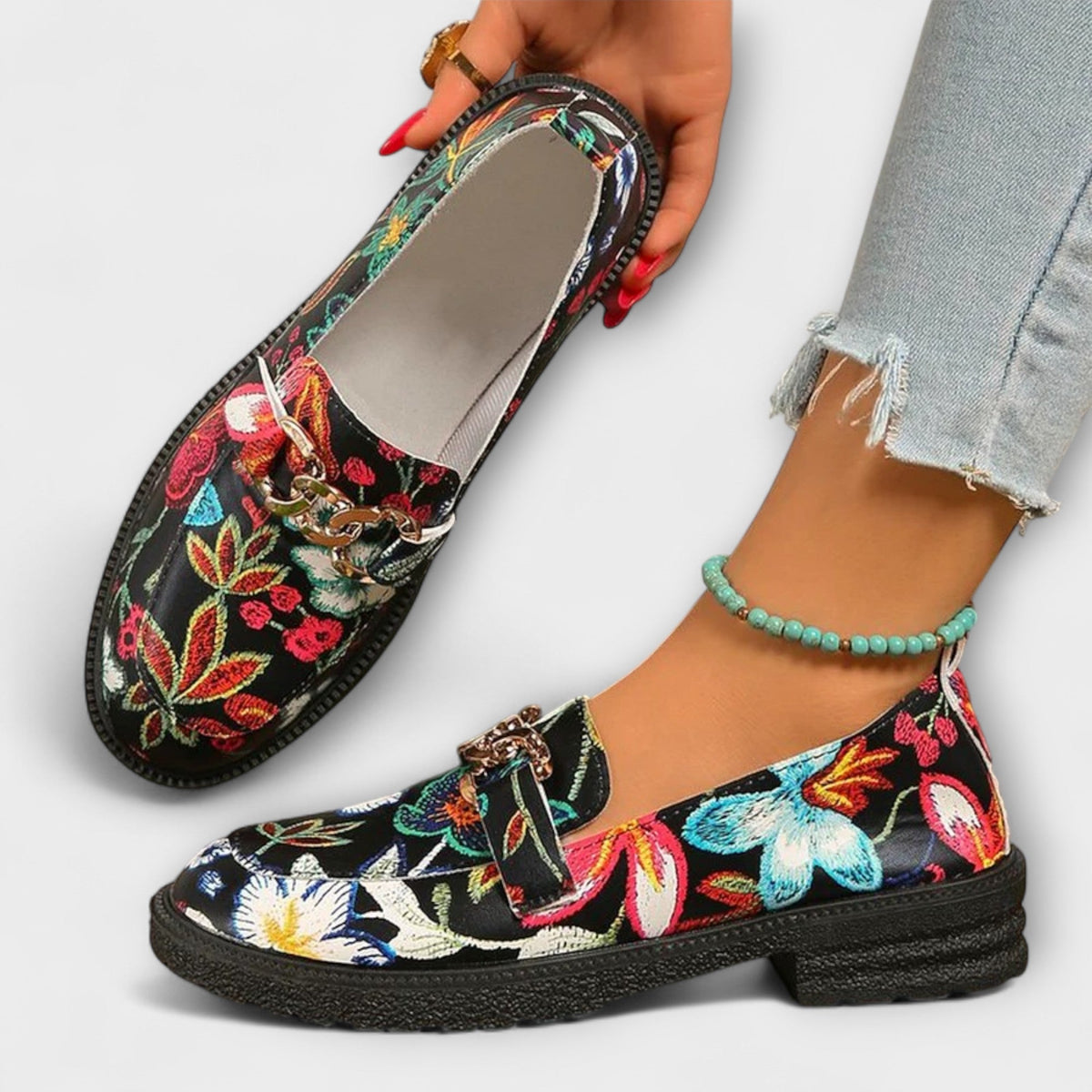 Orla – Multifarvede Loafers med Blomsterprint