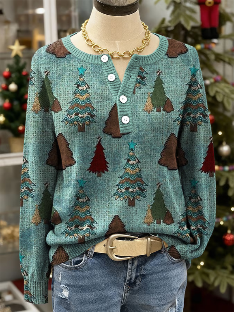 Elena - julesweater med juletræsmotiv