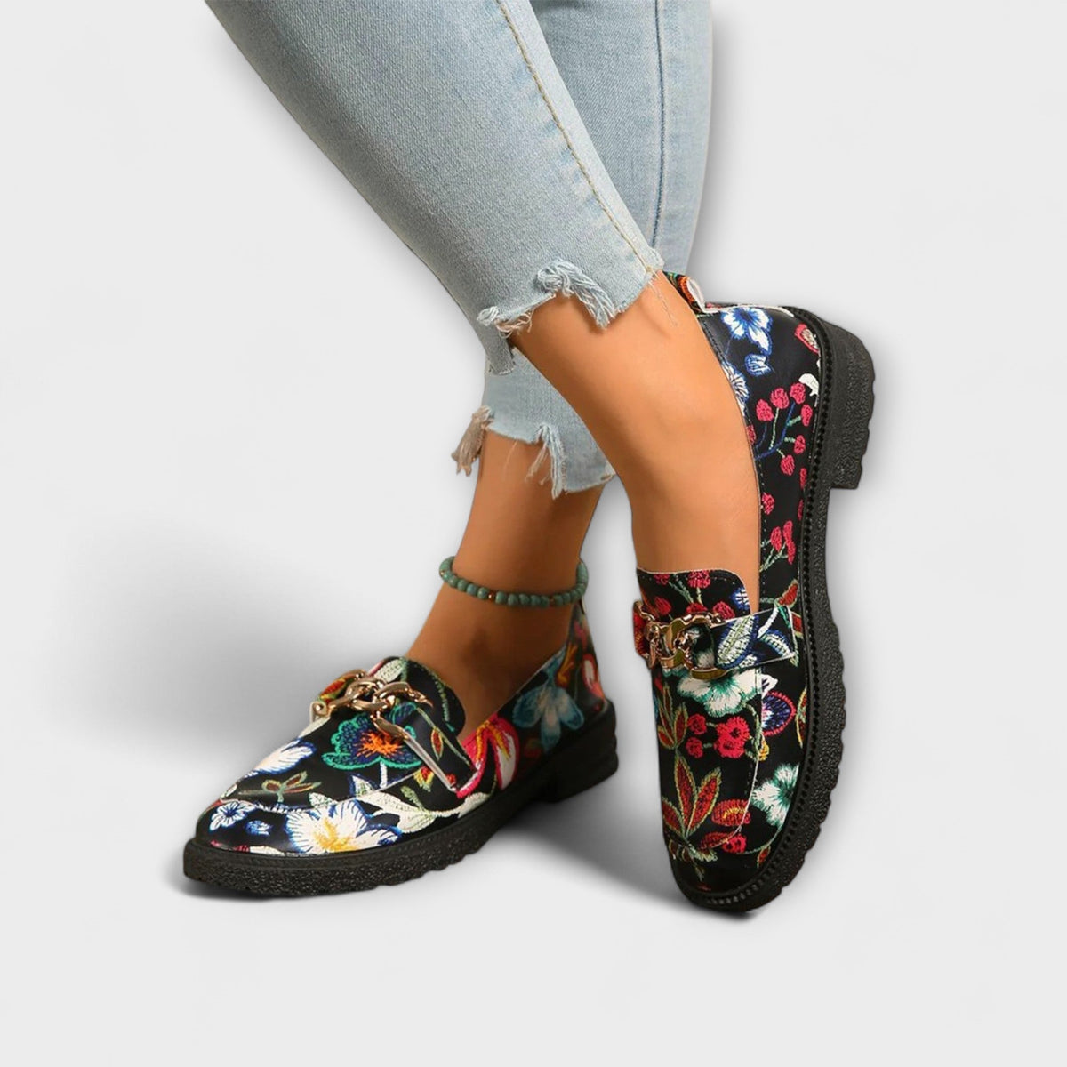 Orla – Multifarvede Loafers med Blomsterprint